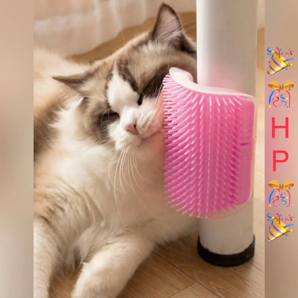 HP NWT Cat Self Groomer Wall Corner Massage Comb Brush Pink (OS)